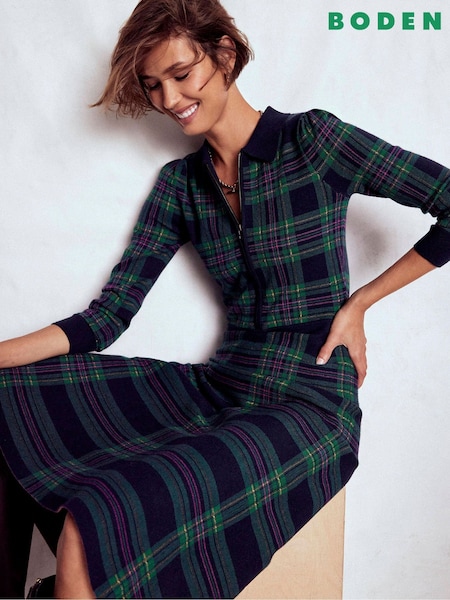 Boden Green Fiona Zip Front Knitted Dress (Y96755) | €236