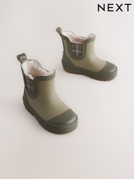Khaki/Green Warm Lined Ankle Wellies (Y96865) | AED76 - AED91