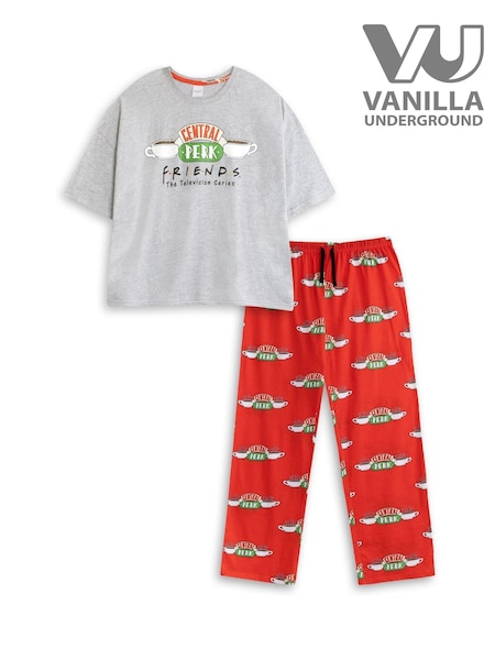 Vanilla Underground Grey Friends Central Perk Logo Short Sleeve Long Leg Pyjamas Set (Y96911) | €35