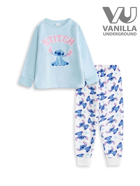 Vanilla Underground Blue Lilo & Stitch Fleece Long Sleeve Long Leg Pyjama Set (Y96915) | €39