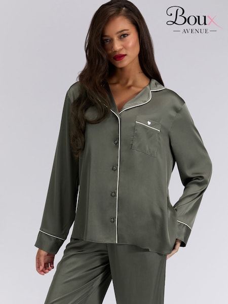 Verde - Boux Avenue Oversized Satin Revere & Pyjamas Set (Y96971) | 82 €