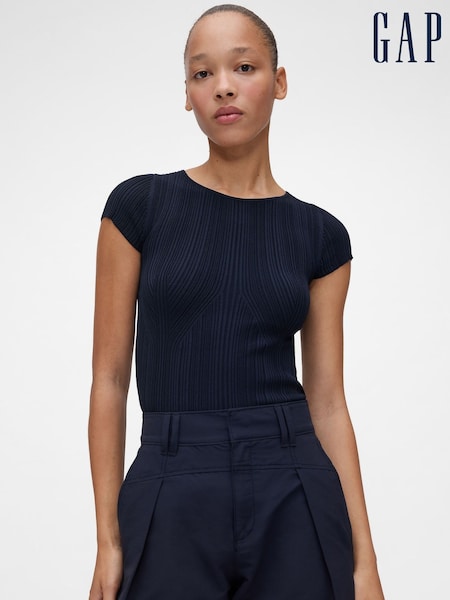 GapStudio Navy Blue Rib T-Shirt (Y96991) | €66