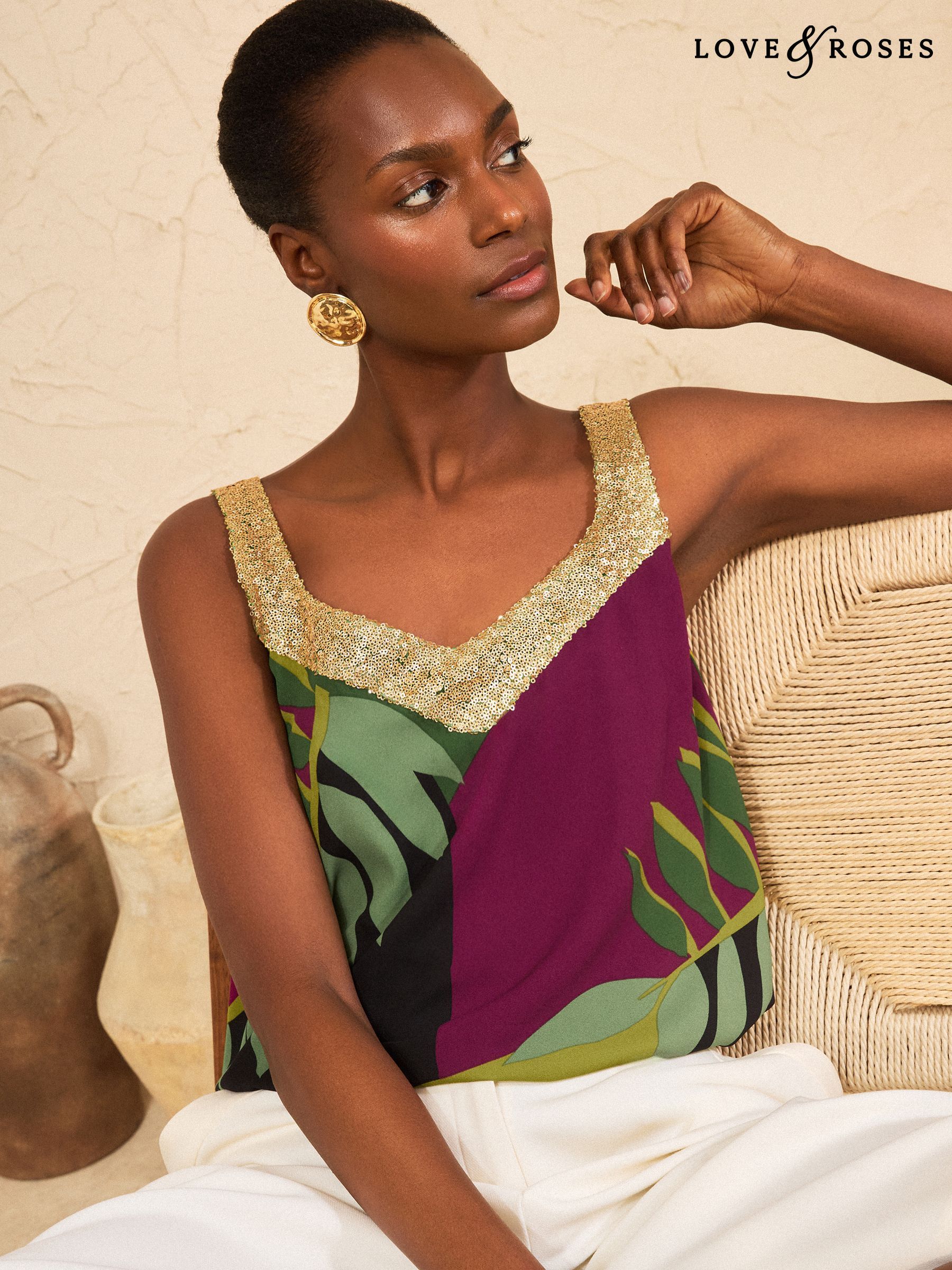 Women's Curve Sequin V-Neck Tops | Next South Africa