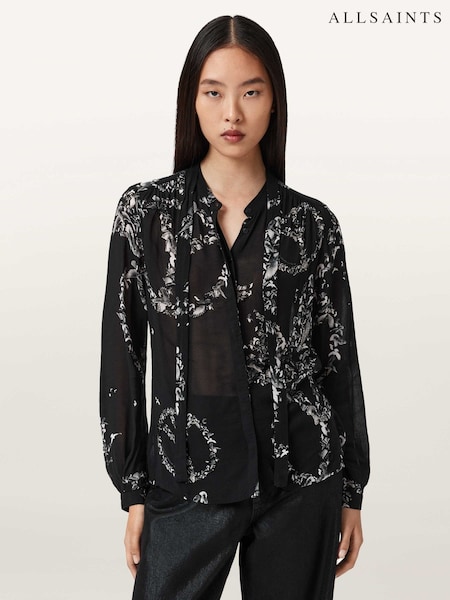 AllSaints Black Hilda Embellished Shirt (Y97062) | €228