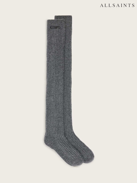AllSaints Grey Bea Over Knee Socks (Y97067) | €50