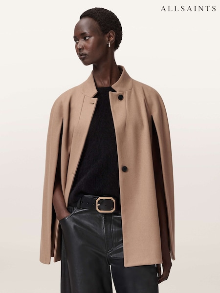 AllSaints Brown Lunis Cape Coat (Y97076) | €458