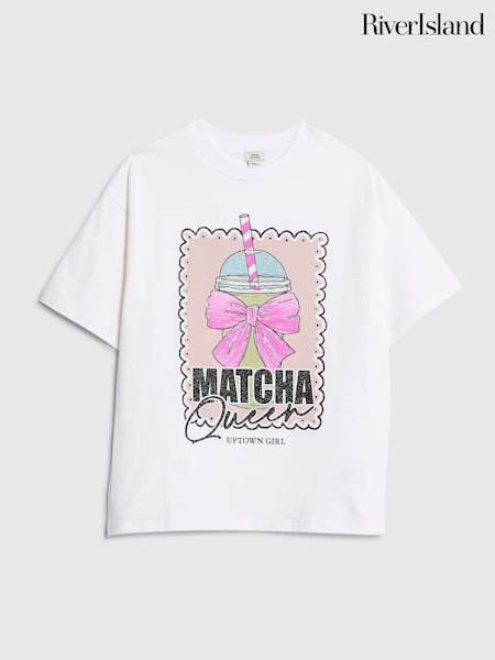 River Island White Matcha Queen T-Shirt (Y97138) | €17.50