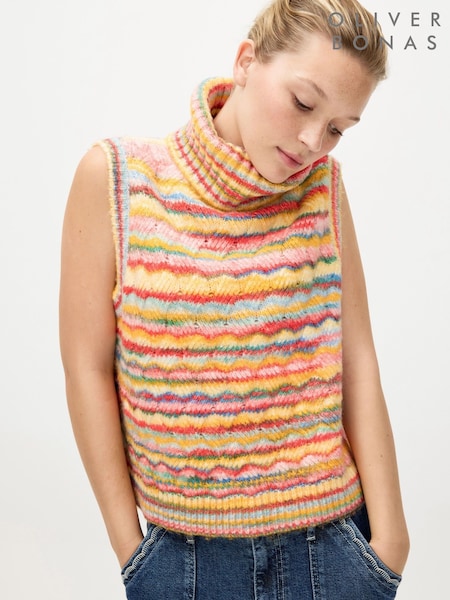 Oliver Bonas Striped Roll Neck Knitted Tank Top (Y97251) | ‏322 ر.ق.
