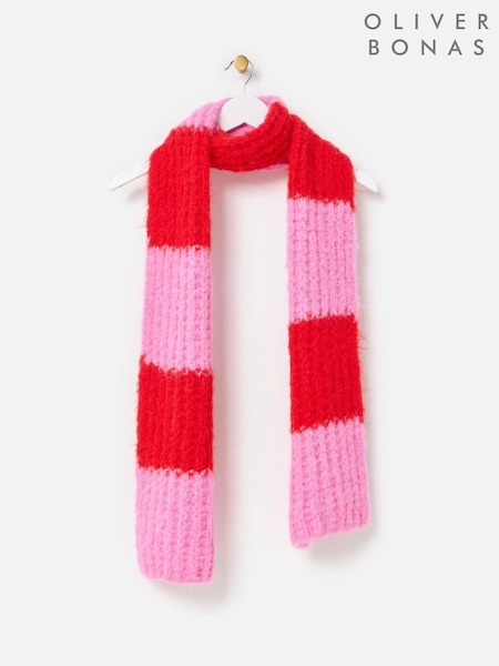 Oliver Bonas Red Striped Knitted Scarf (Y97298) | €56