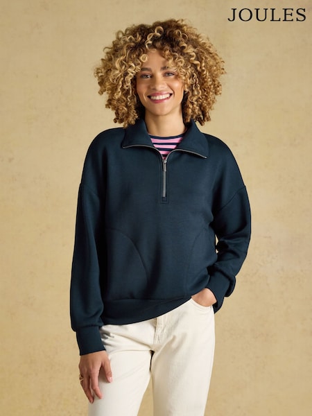 Navy - Joules Soft Viscose Blend Quarter Zip Sweatshirt