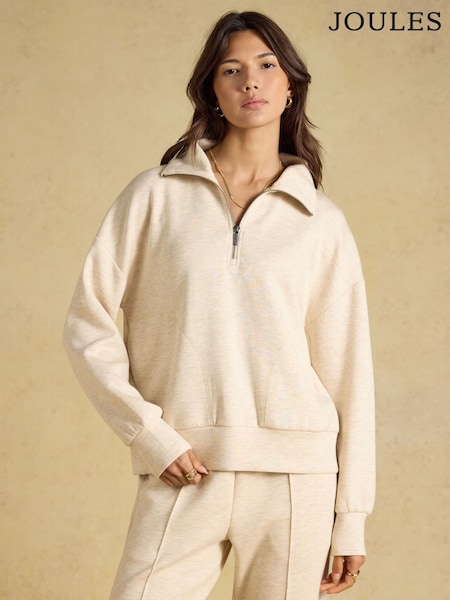 Oatmeal - Joules Soft Quarter Zip Sweatshirt