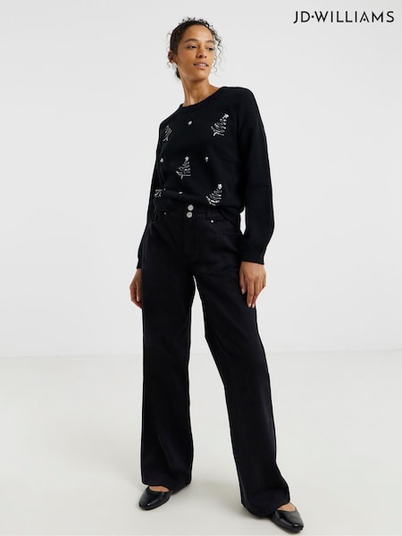 JD Williams Black Sequin Tree Novelty Knitted Jumper (Y97437) | €45