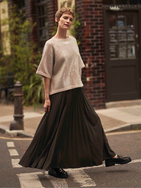 JD Williams Cream Clear Sequin Short Sleeve Knitted Jumper (Y97448) | €48