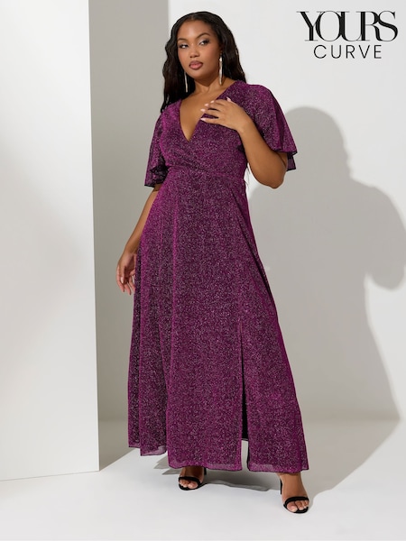 Yours Curve Pink London Metallic Wrap Maxi Dress (Y97518) | €94