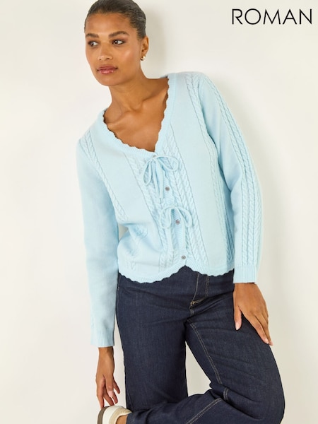 Roman Blue Bow Front Buttoned Knit Cardigan (Y97577) | €51