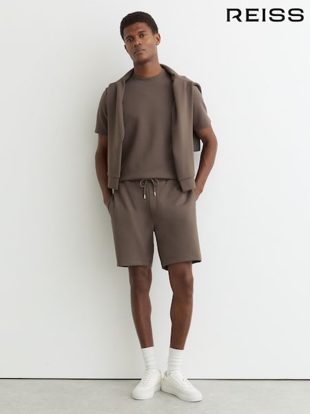 Reiss Light Brown Reid Premium Interlock Drawstring Shorts (Y97664) | €125
