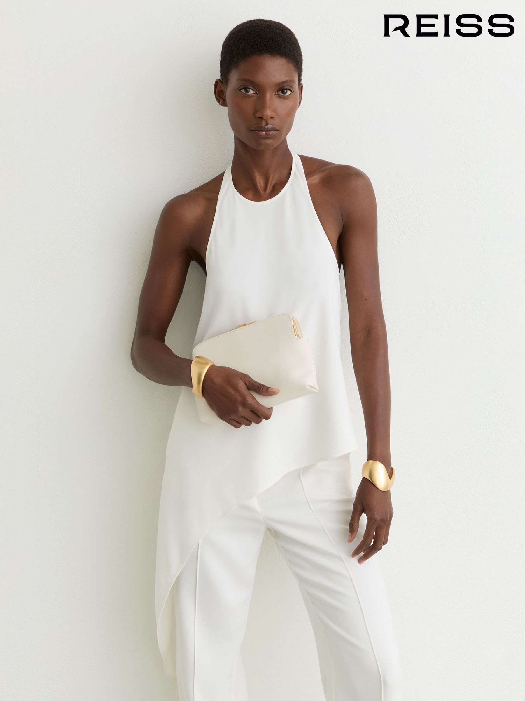 Buy Women's Tops White Sleeveless Drape Online | Next USA