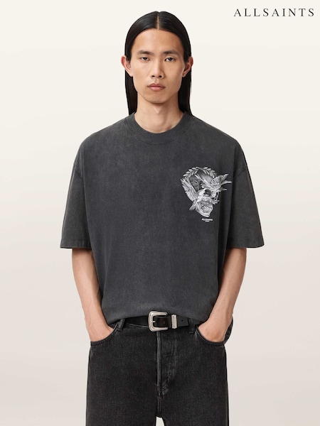 AllSaints Black Mysteries Short Sleeve Crew Neck T-Shirt (Y97685) | €83