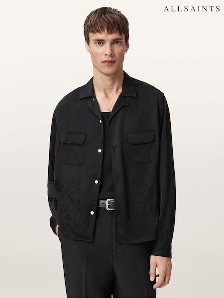AllSaints Black Yodo Long Sleeve Shirt (Y97695) | €183