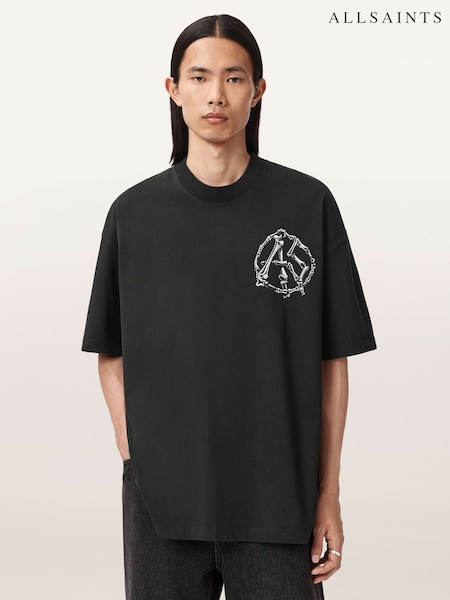 AllSaints Black Anatomica Short Sleeve Crew T-Shirt (Y97696) | €88