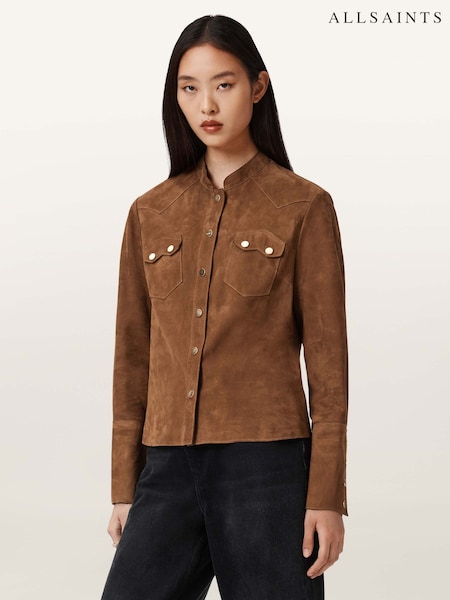 AllSaints Brown Rock Suede Shirt (Y97703) | €356