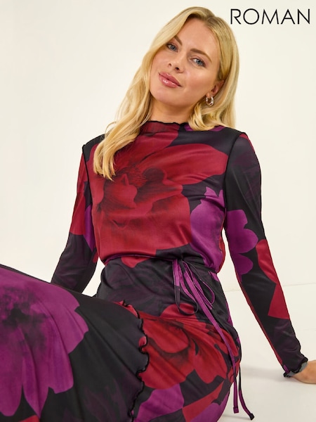 Roman Red Petite Floral Tie Waist Maxi Dress (Y97799) | €74