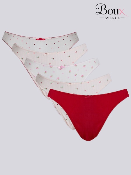 Boux Avenue Red Rosie Pointelle Thong 5 Pack (Y97837) | €37