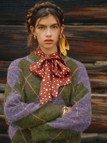 Multi - Argyle Knitted Crew Neck Jumper