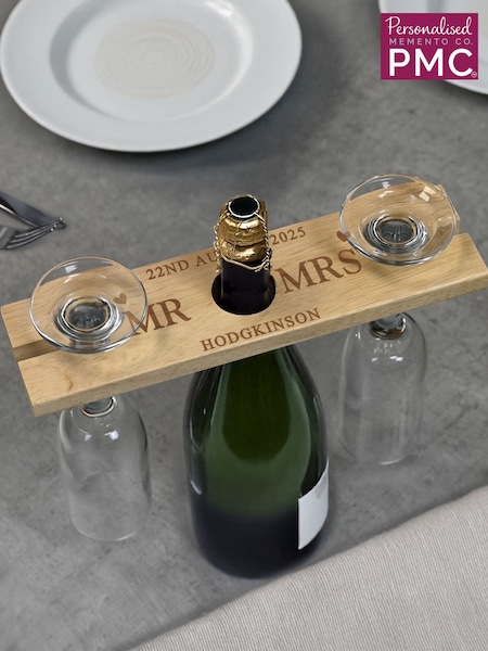Personalised Wedding Wine Glass & Bottle Holder by PMC (Y97998) | €26