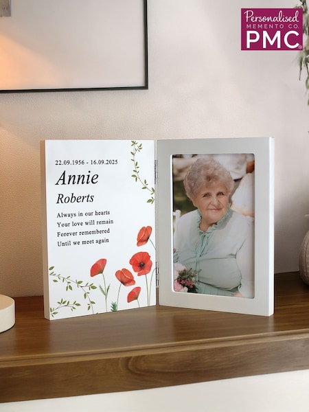 Personalised Memorial Wooden Hinged 6x4 Photo Frame by PMC (Y98096) | AED116