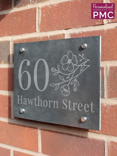 Personalised Floral Slate House Sign by PMC (Y98097) | €22