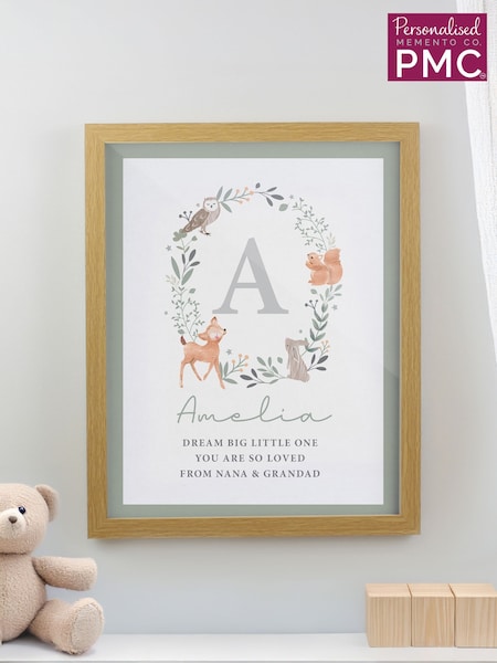 Personalised Woodland Initial Oak Poster Frame by PMC (Y98131) | €32
