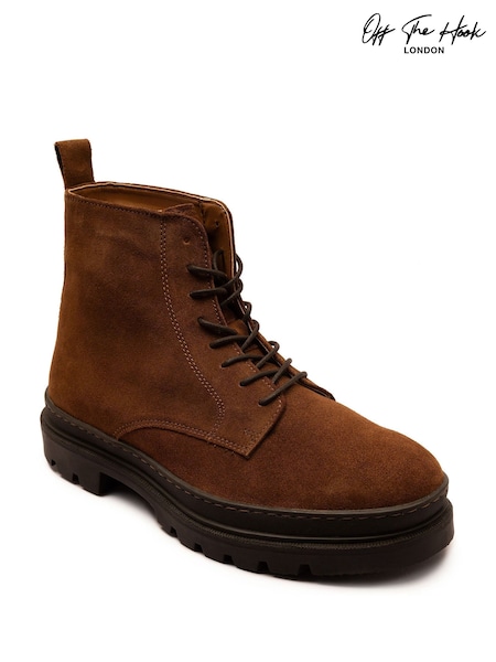 Off The Hook Brown Blake Suede Leather Lace-Up Boots (Y98208) | €71