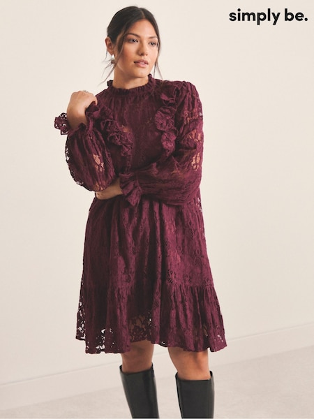 Simply Be Red Lace Ruffle Mini Dress (Y98262) | €64