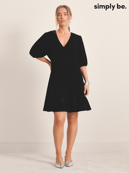 Simply Be Velour Godet Swing Dress (Y98263) | 62 €