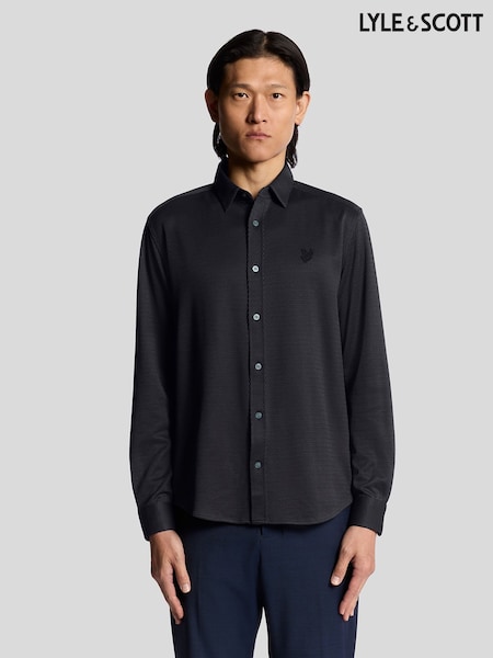 Lyle & Scott Blue Jacquard Interlock Shirt (Y98314) | AED524