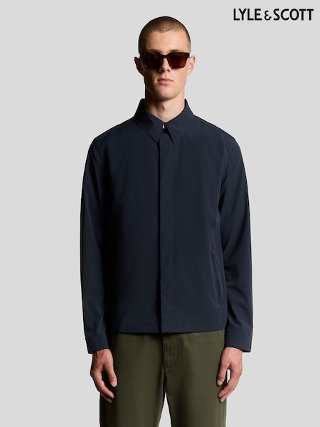 Lyle & Scott Blue Zip Through Nylon Overshirt (Y98322) | 594 QAR