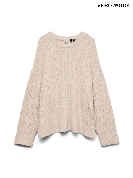 VERO MODA Cream Cable Knit Bow Back Detail Jumper (Y98659) | €64