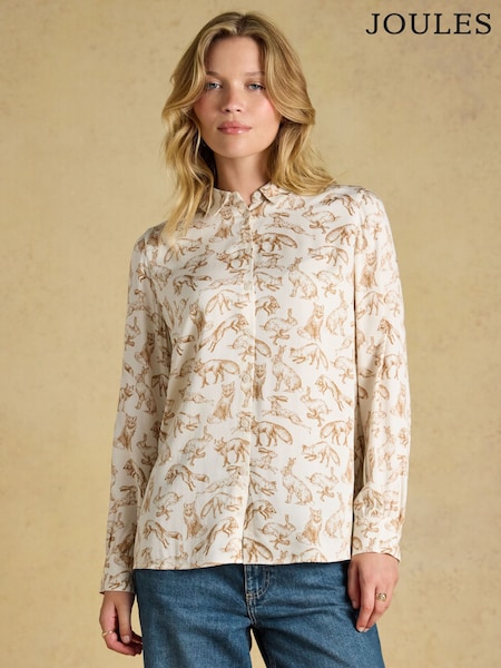 Cream Ridtryck - Joules Elvina Satin Shirt