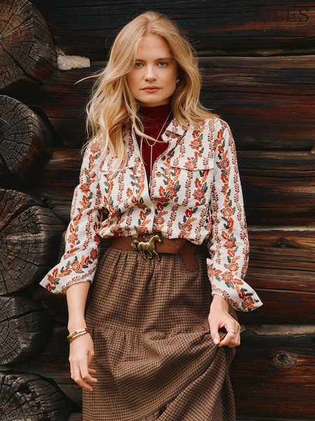 שמנת פרחוני - Evelyn Boxy Fit Shirt