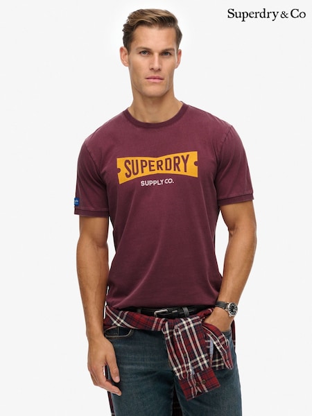 Superdry Red Heritage Tab Loose T-Shirt (Y98696) | 148 QAR
