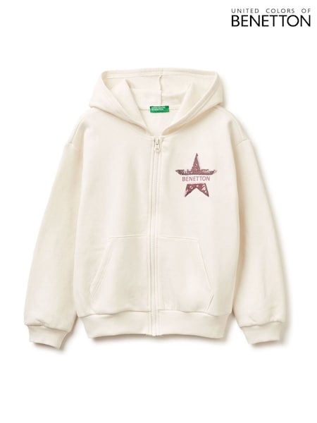 Benetton Cream Full Zip Star Hoodie (Y98737) | ‏145 ر.ق.