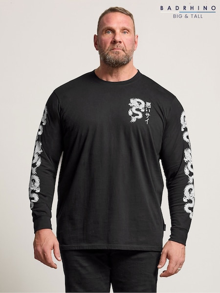 BadRhino Big & Tall Black Dragon Long Sleeve T-Shirt (Y98758) | €34