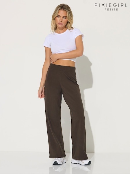 PixieGirl Petite Brown Wide Leg Yoga Joggers (Y98791) | €35