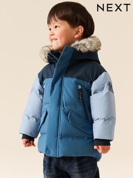 Blue Colour Block - Waterproof Padded Coat (12mths-10yrs)