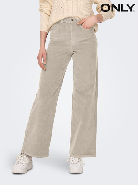 ONLY Cream High Waist Wide Leg Corduroy Trousers (Y98949) | AED233