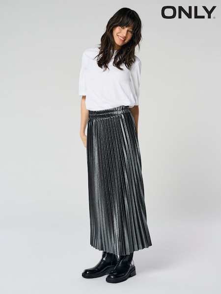 ONLY Black Metallic Pleated Midi Skirt (Y98951) | €48