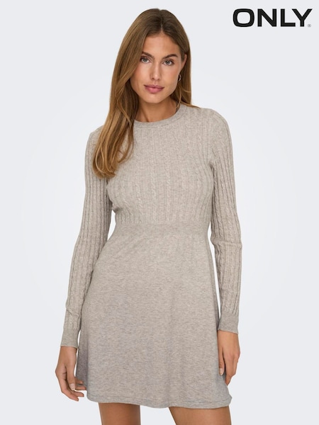 ONLY Brown Long Sleeve Cable Knit Mini Dress (Y98957) | €48