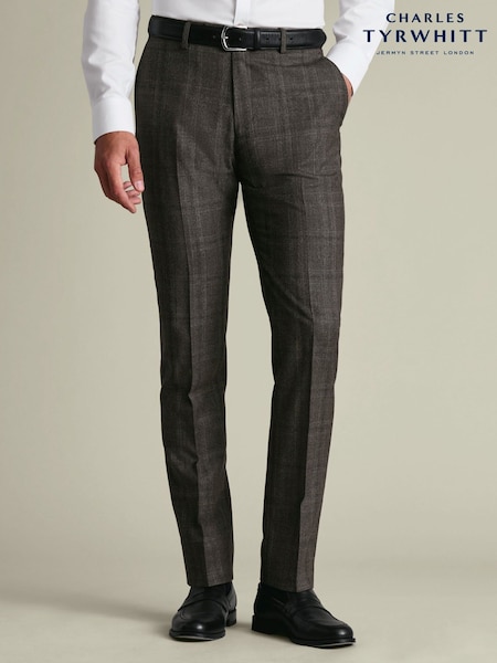 Brown - Regular Charles Tyrwhitt Slim Fit Ultimate Performance Suit Trousers