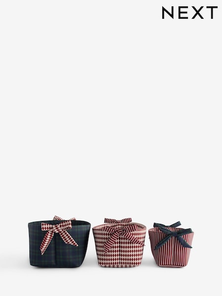 Set Of 3 Patterned Storage Baskets